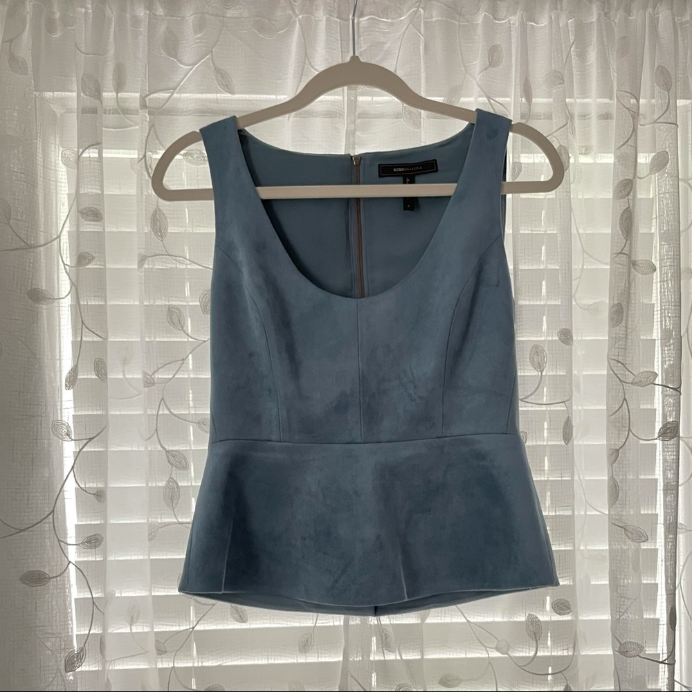 Suede Peplum Sleeveless Top from BCBG